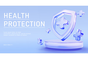 Health protection 3d banner. Medical, a Healthcare Illustration by Marozhkastudio