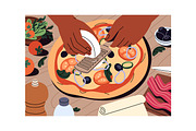 Hands cooking food, top view set, a Food Illustration by PaperTrident (Thumbnail 6 of 8)