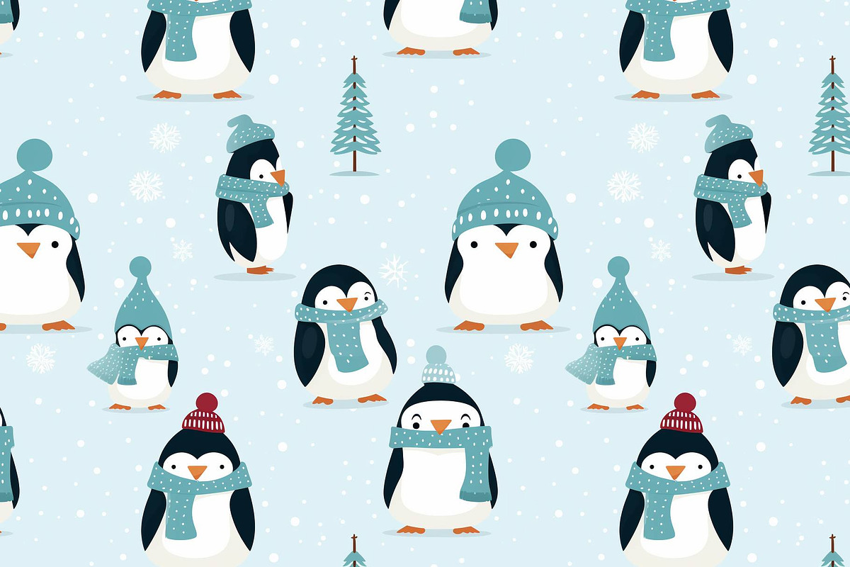 Cute penguin seamless pattern, a Pattern Graphic by AlexandraTret (Photo 1 of 3)
