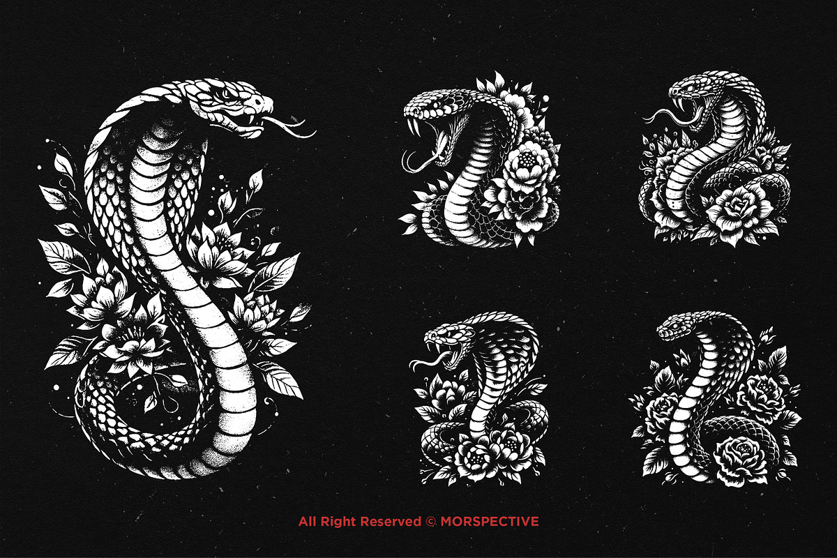 10 Bundle Dark Art Cobra Snakes, an Illustration by Morspective (Photo 5 of 7)
