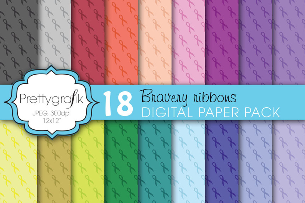 cancer ribbon digital paper