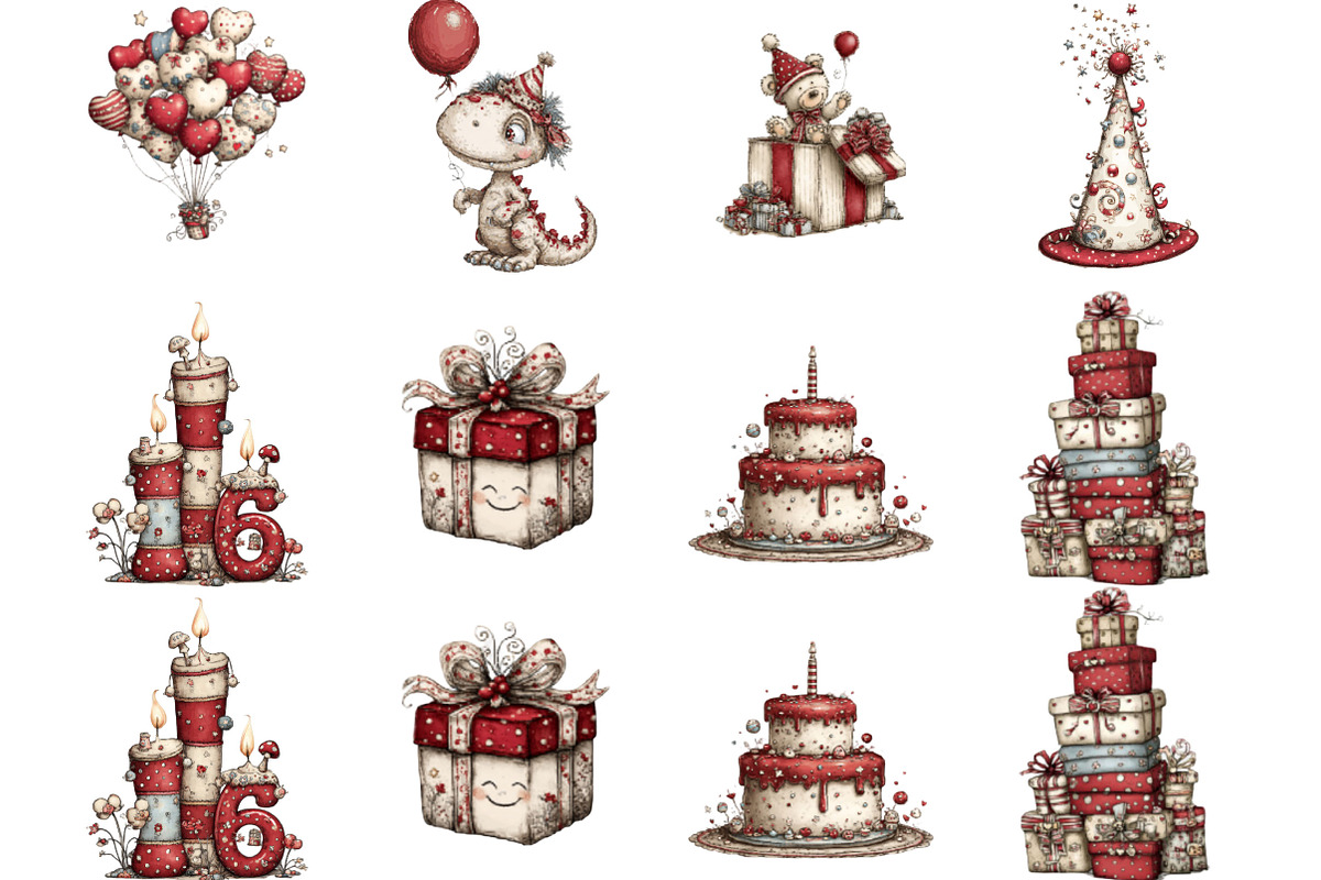 Whimsical Birthday Clipart Birthday, an Illustration by Designking (Photo 4 of 5)