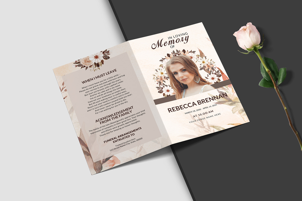 Funeral Program And Prayer Card, a Brochure Template by crazyOWL (Photo 4 of 8)