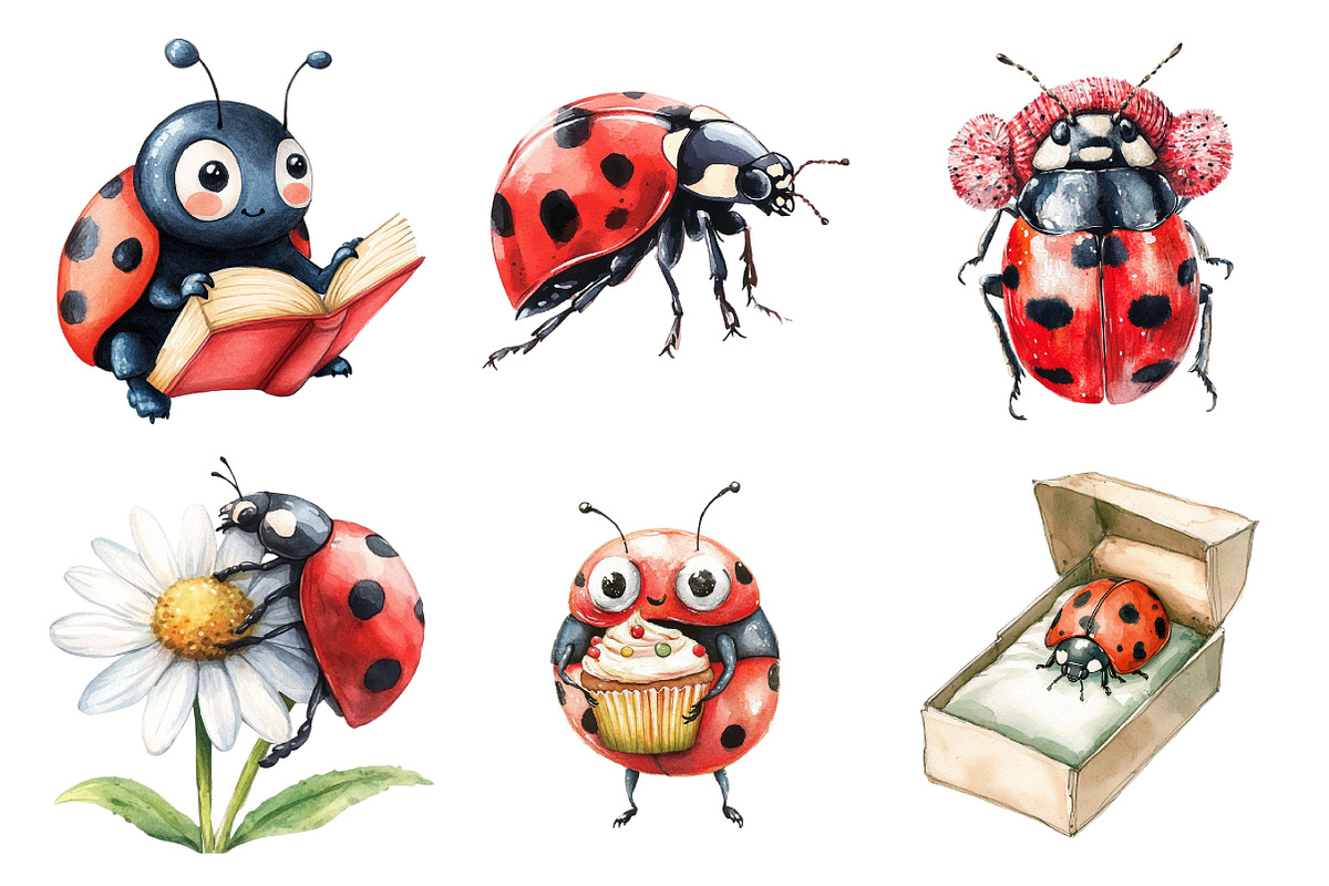 Cute Ladybug Clipart, an Illustration by Daily.Designs (Photo 2 of 5)