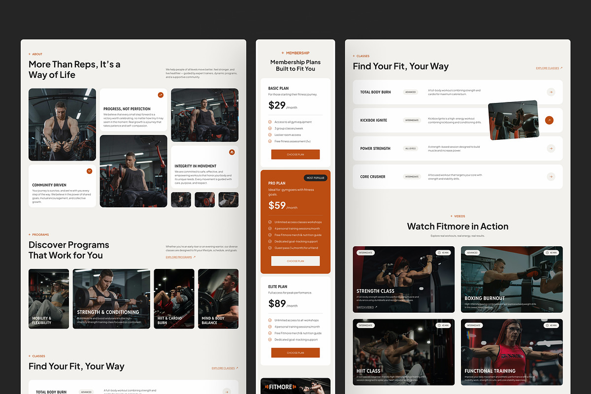 Modern Fitness & Gym Studio Website, an UI Kit Template by peterdraw (Photo 2 of 7)