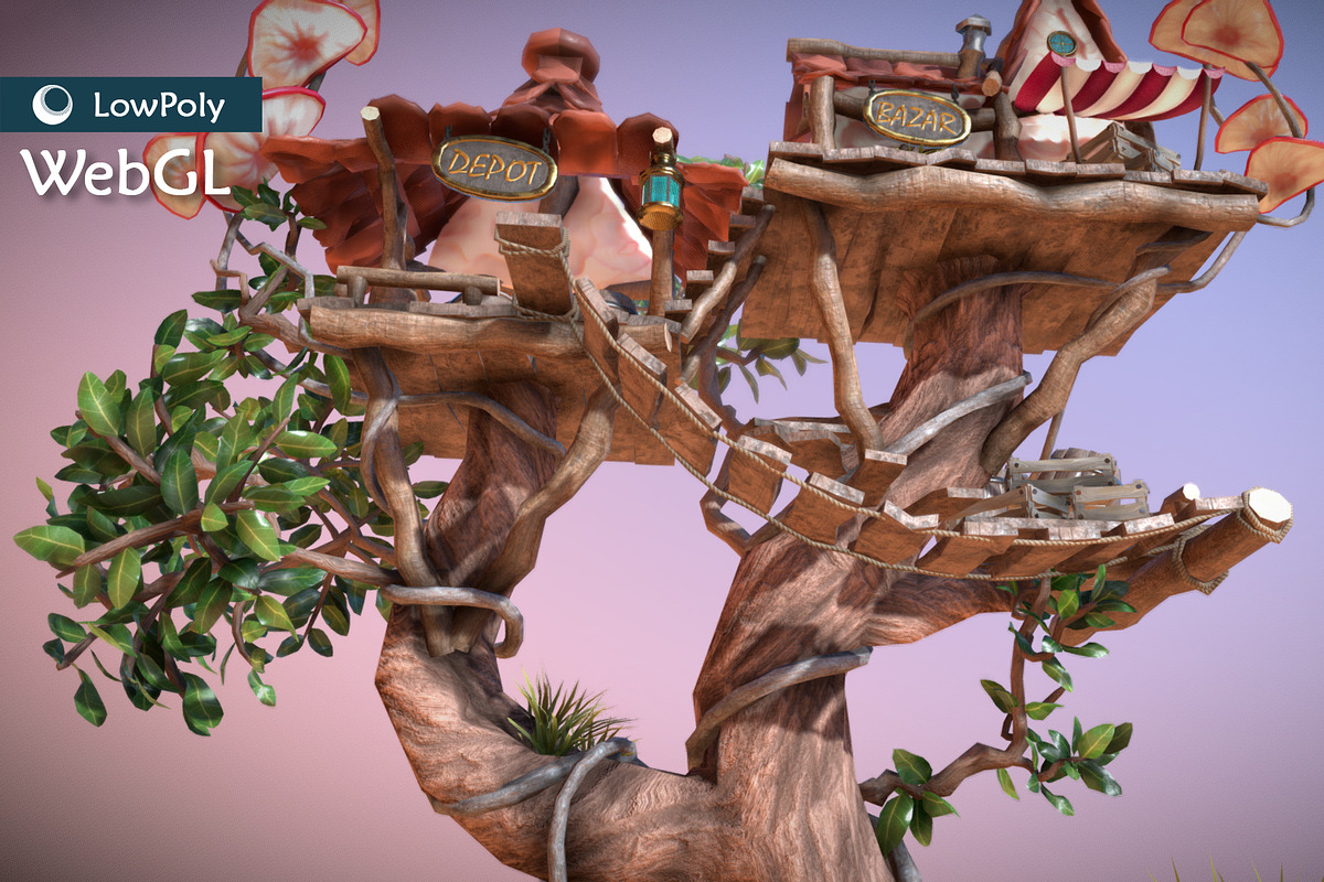 Subdivision&LowPoly fairy tree house, an Architecture 3D Model by Cute & 3D (Photo 23 of 28)