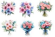 Pink Aqua and  Floral Bouquets, an Illustration by Designworld (Thumbnail 4 of 7)