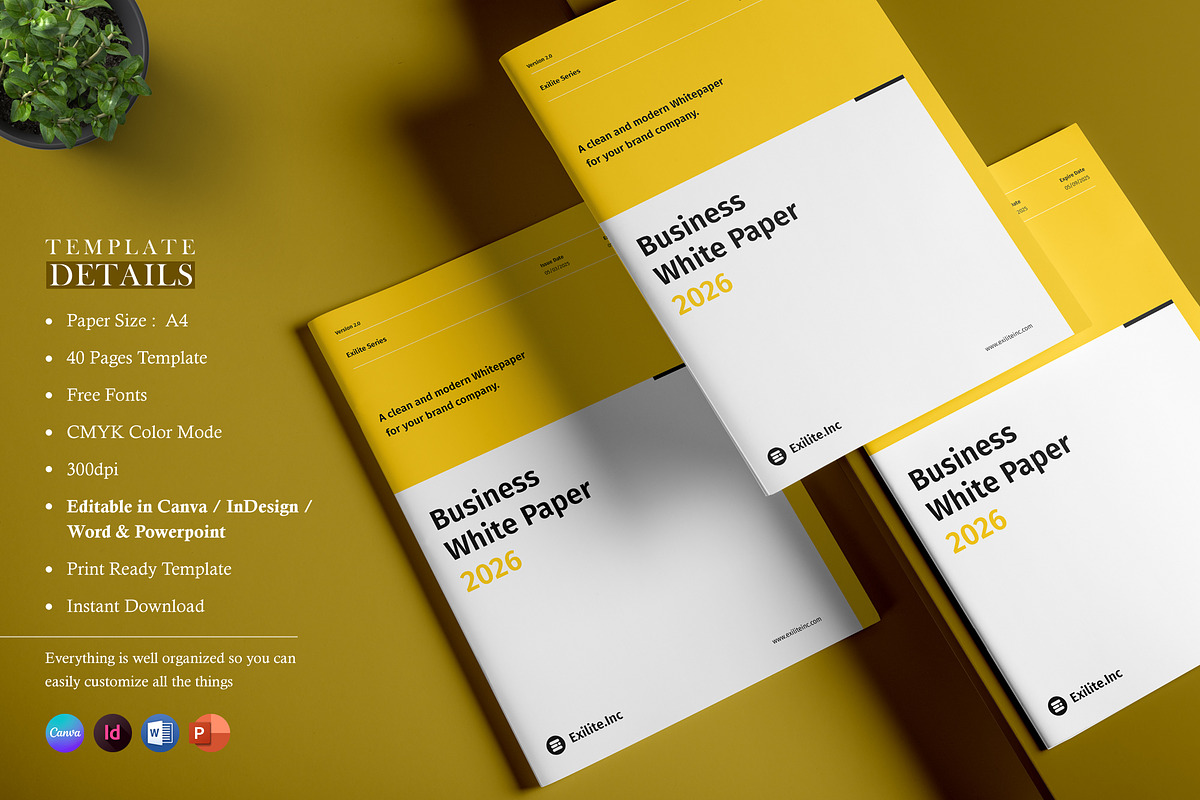 Whitepaper | Canva, Word, InDesign, a Brochure Template by OrcShape (Photo 3 of 17)