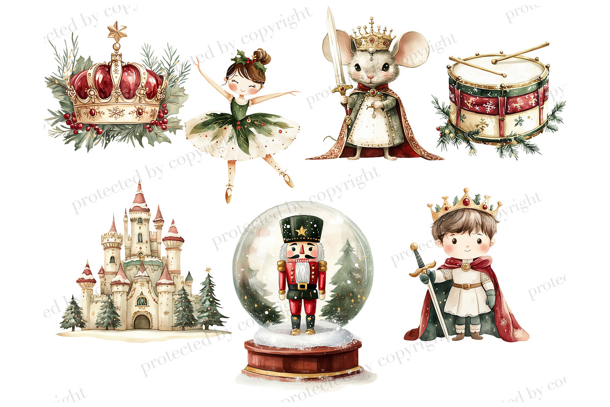 Nutcracker Clipart, a Seasonal Illustration by GlamArtZhanna (Photo 4 of 6)
