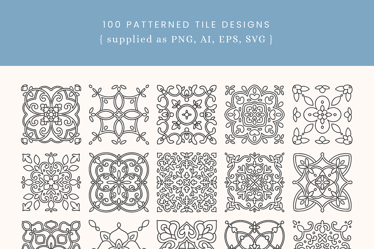 Patterned Tile Vectors, a Decorative Illustration by Emma Webb Studio (Photo 2 of 6)