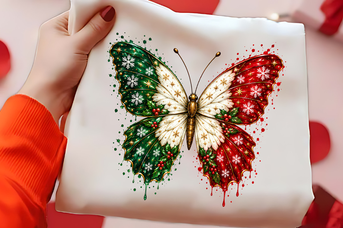Christmas Butterfly PNG Clipart Art, a Seasonal Illustration by CrexoraLab (Photo 2 of 4)
