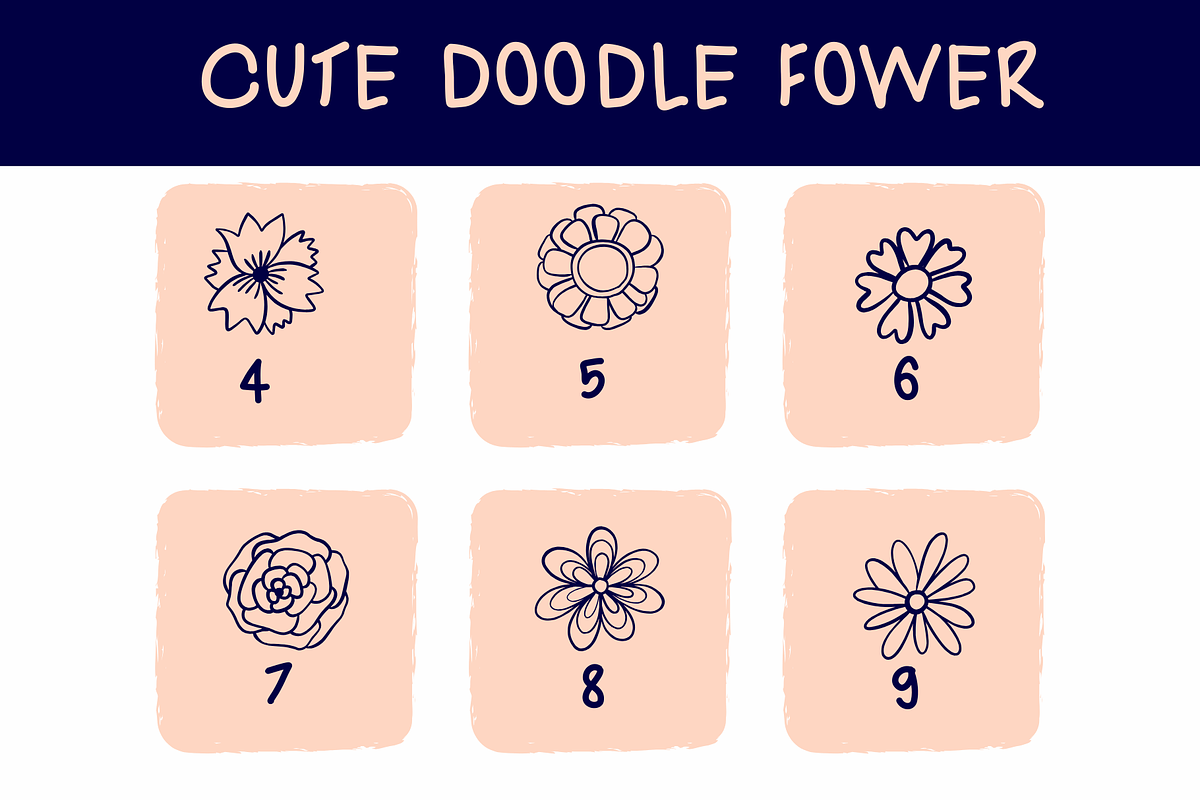 Cute Flower Doodle, a Symbol Font by Sirinart (Photo 4 of 9)