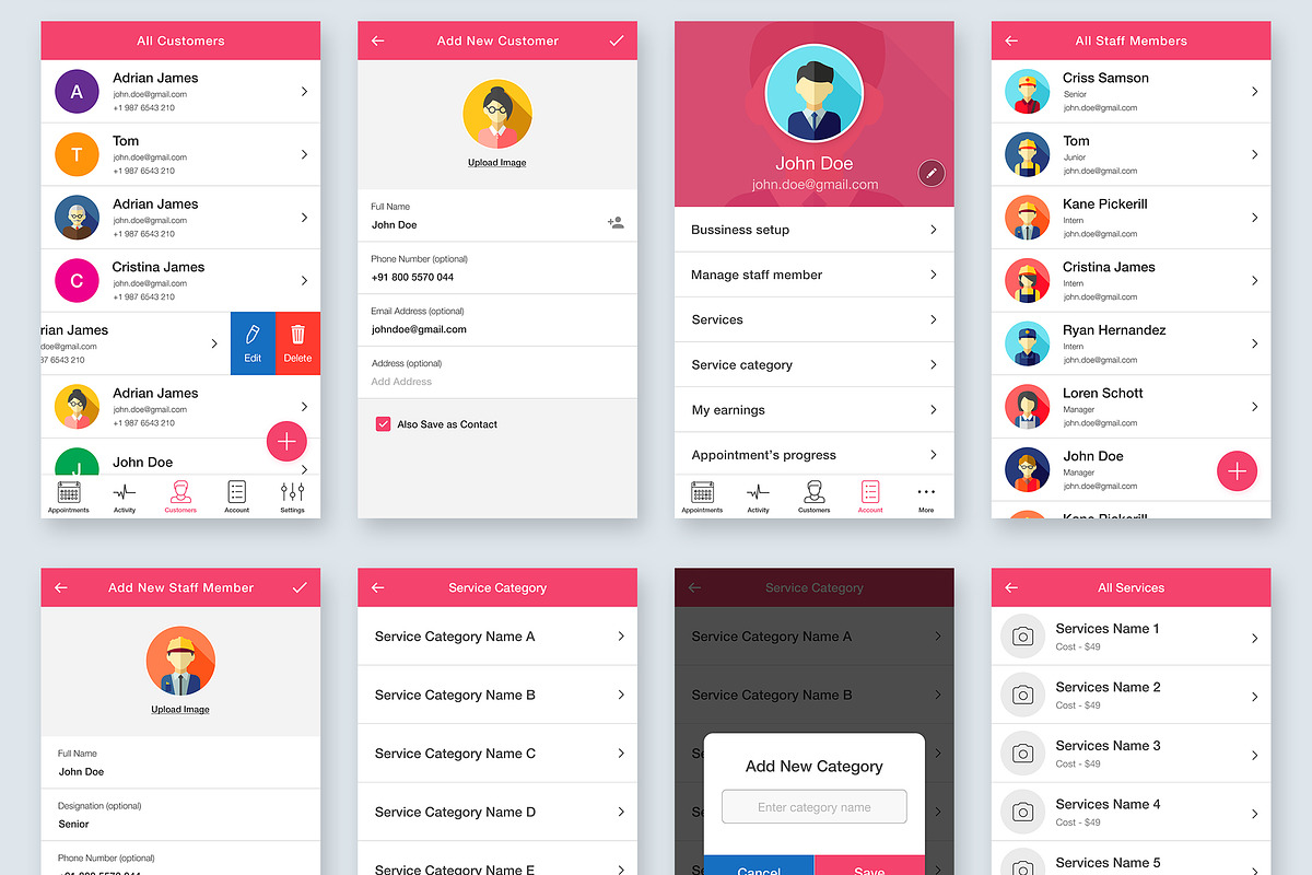 Appointment Manager App Design, an UI Kit Template by App Innovation (Photo 5 of 8)