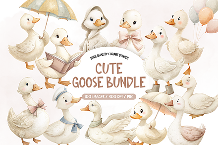 Silly Goose Clipart, Vintage Goose, an Illustration by TatiMockup