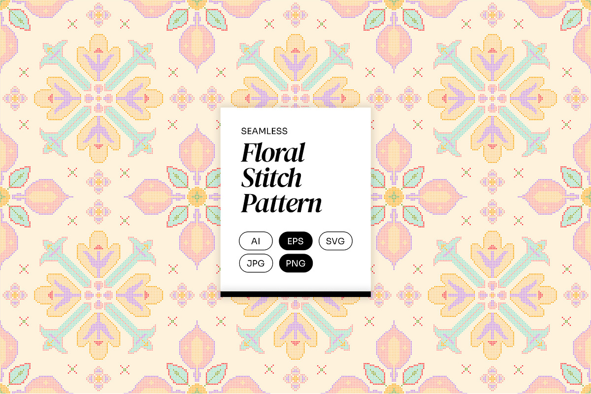 Colorful Floral Stitch Pattern, a Pattern Graphic by Neermana (Photo 1 of 5)
