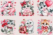 Valentine Cat Clipart PNG Bundle, a Seasonal Illustration by SVGArt (Thumbnail 2 of 5)
