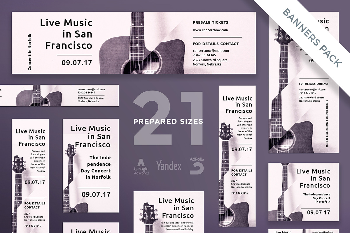 Banners Pack | Concert, a Templates & Theme by Amber Graphics