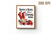Boots and Bling It's a Cowgirl Thing, an Illustration by Libby Wishes (Thumbnail 2 of 6)
