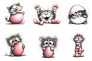 Whimsical Funny Easter Cat Clipart, an Illustration by CreationArt (Thumbnail 4 of 7)