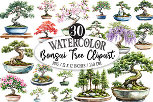 Bonsai Tree Clipart Bundle