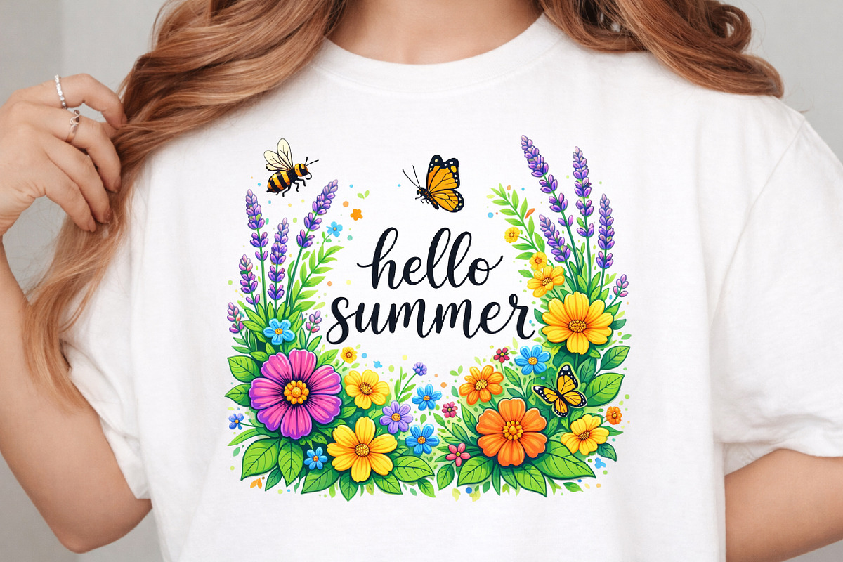 Hello Summer with Flowers PNG, an Illustration by DreamArtGraphic (Photo 3 of 4)