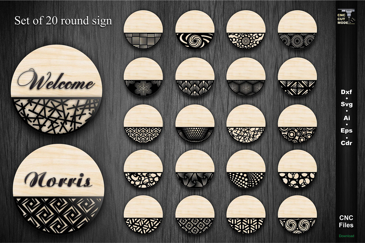 20 Svg round welcome and family sign, a Graphic by CncCutModel (Photo 1 of 4)