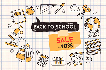 Back to school sale banner. Discount