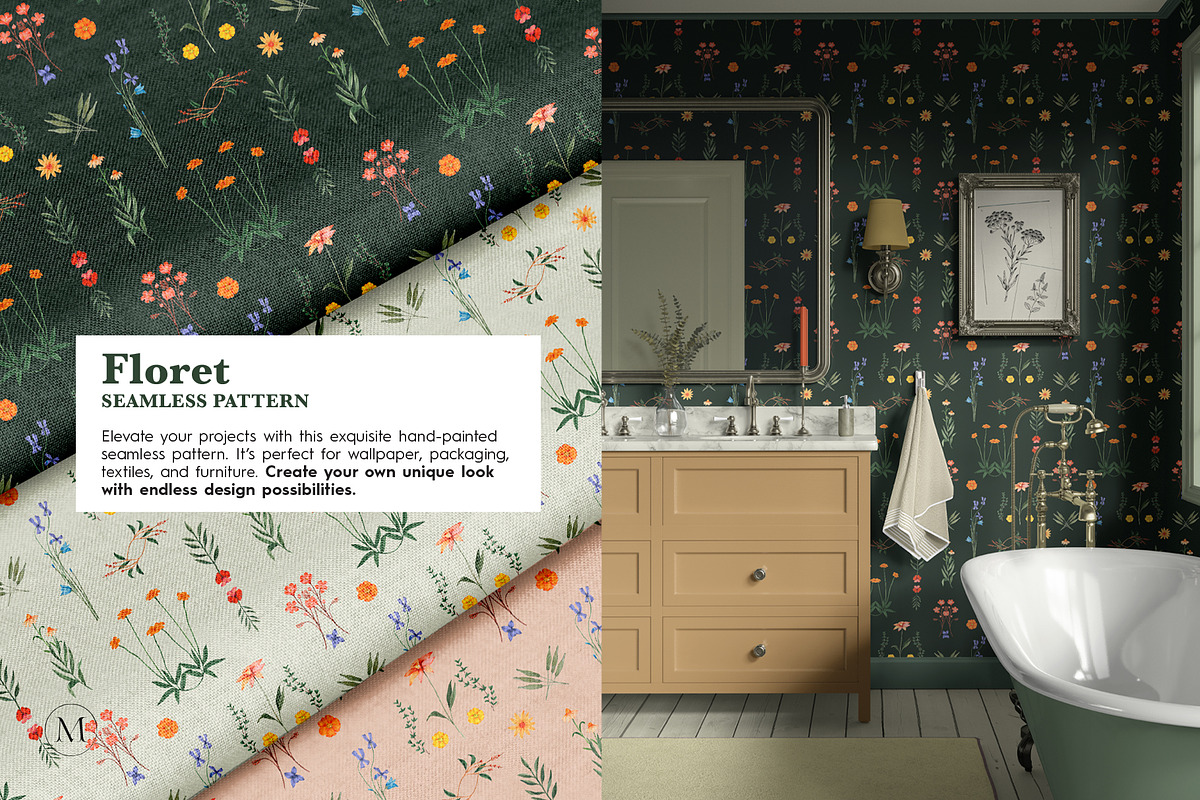 Floret Wildflower Pattern, a Pattern Graphic by Manimanisa (Photo 2 of 10)