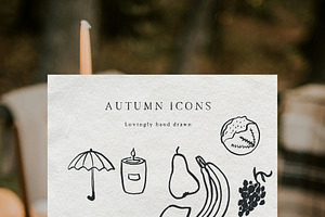 Hand Drawn Cosy Fall Line Art Icons