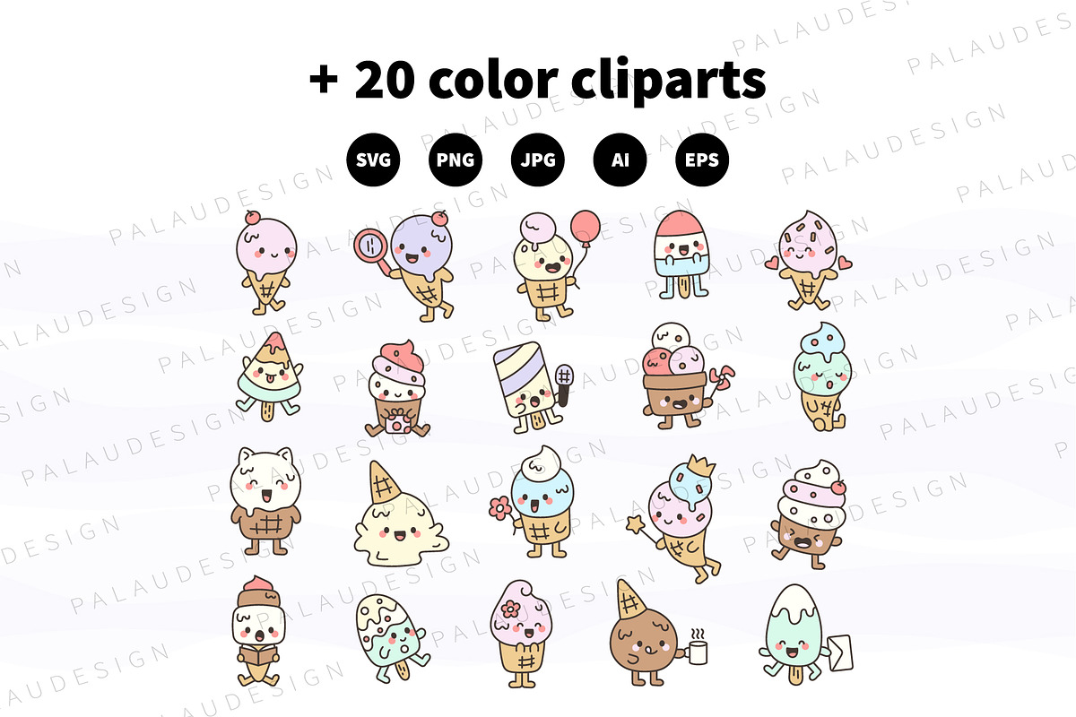 Cute Ice Cream Clipart, a Food Illustration by Palau (Photo 8 of 10)