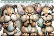 Whimsical Easter Squirrel Clipart, an Illustration by Libby Wishes (Thumbnail 1 of 6)