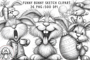 Funny Bunny Sketch Clipart, an Illustration by Libby Wishes (Thumbnail 1 of 8)