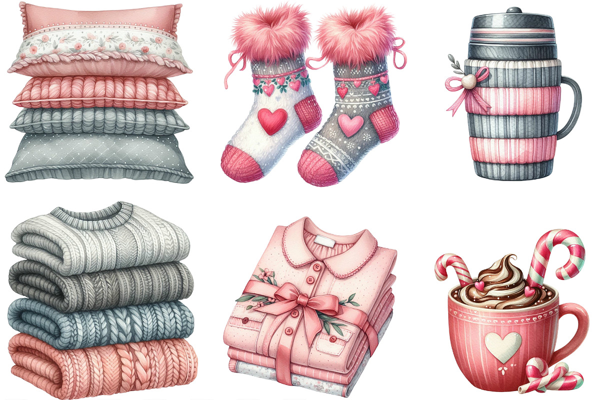 Watercolor Cozy Evening Clipart, an Illustration by Designking (Photo 2 of 4)