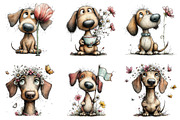 Whimsical Spring Dachshund Clipart, an Illustration by Dream Creation (Thumbnail 3 of 6)