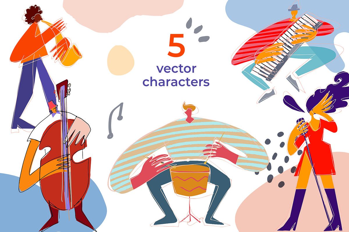 Jazz band modern characters, a Person Illustration by PixelAesthetic (Photo 4 of 6)