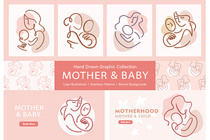 Mother and Baby Vector Pack +SVG, a Graphic by Katrinelly