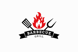 Hot Grill Barbecue Logo Spatula Fork, a Branding & Logo Template by Signatoro