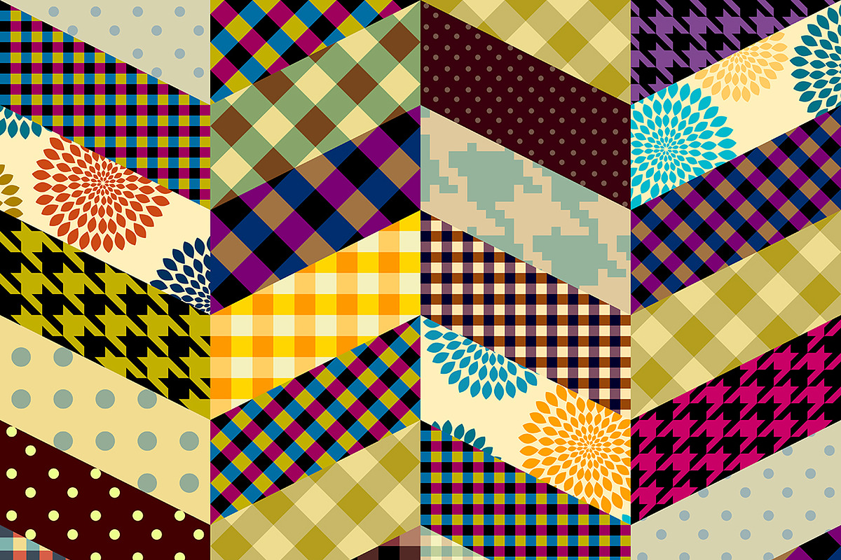 Seamless chevron patchwork patterns