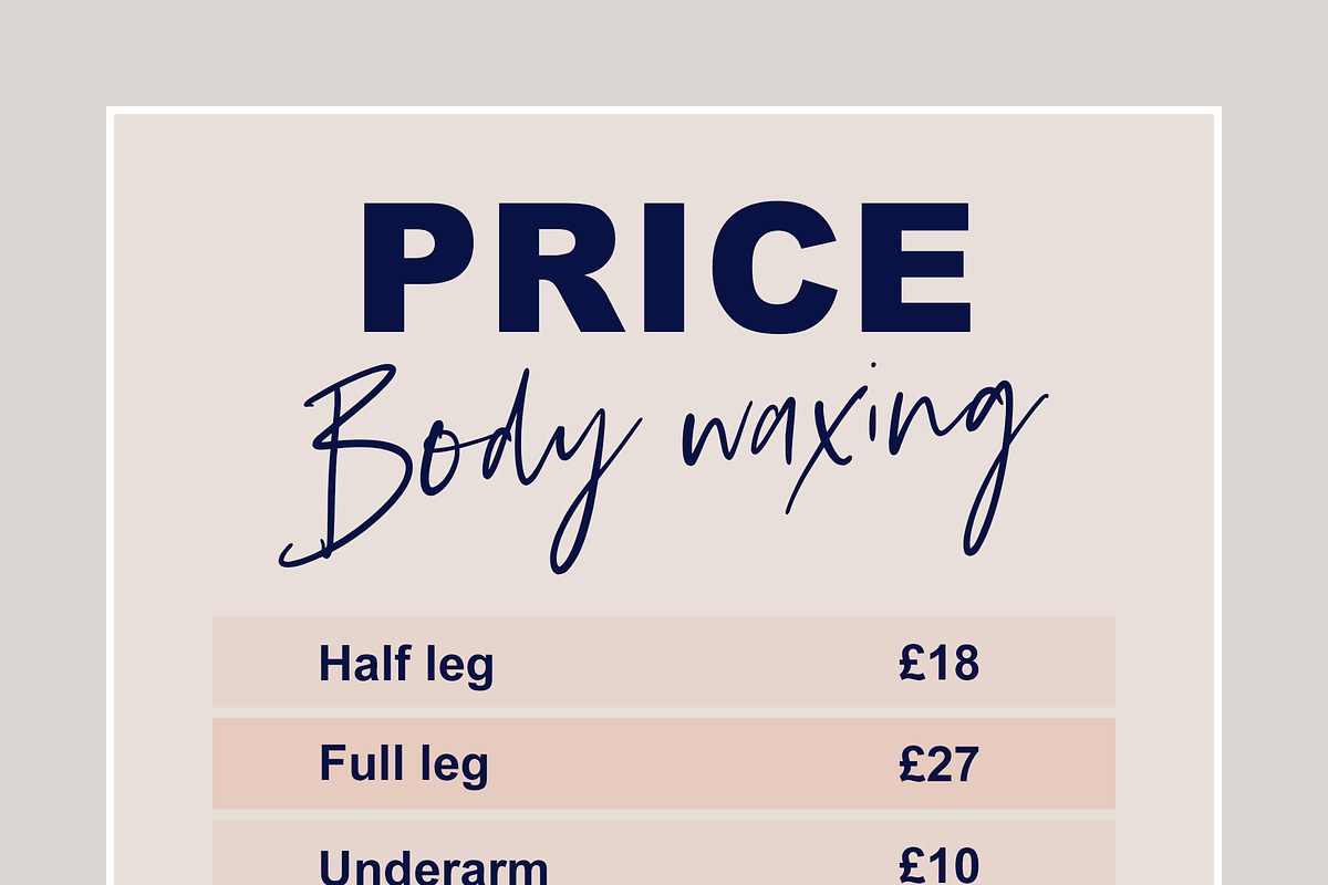 Waxing Price List Instagram Template, a Social Media Template by Love Giftery (Photo 2 of 2)