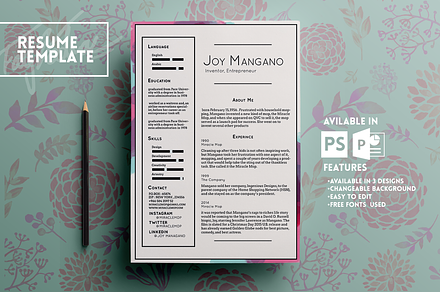 JOY RESUME TEMPLATE 