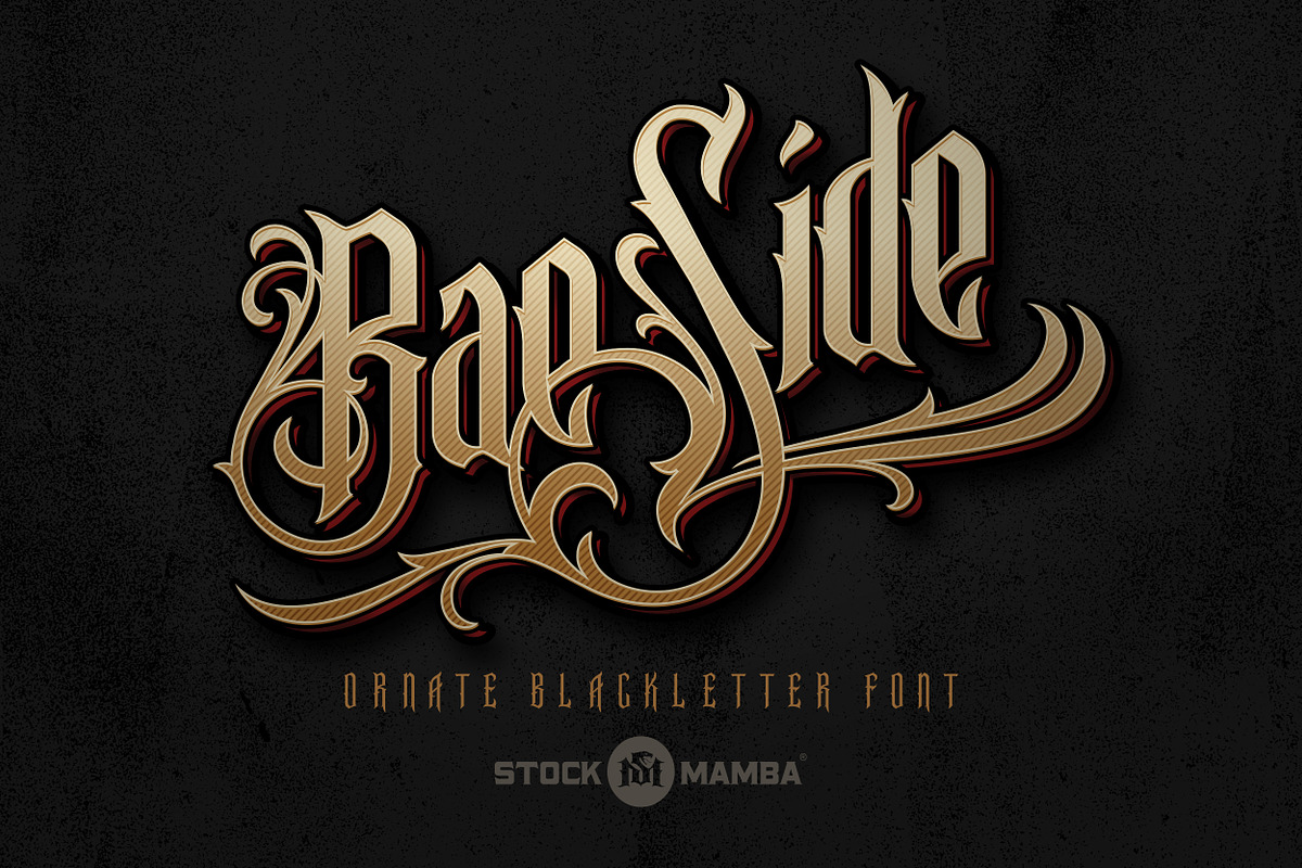 BaeSide Ornate Blackletter Font, a Blackletter Font by StockMamba (Photo 1 of 10)