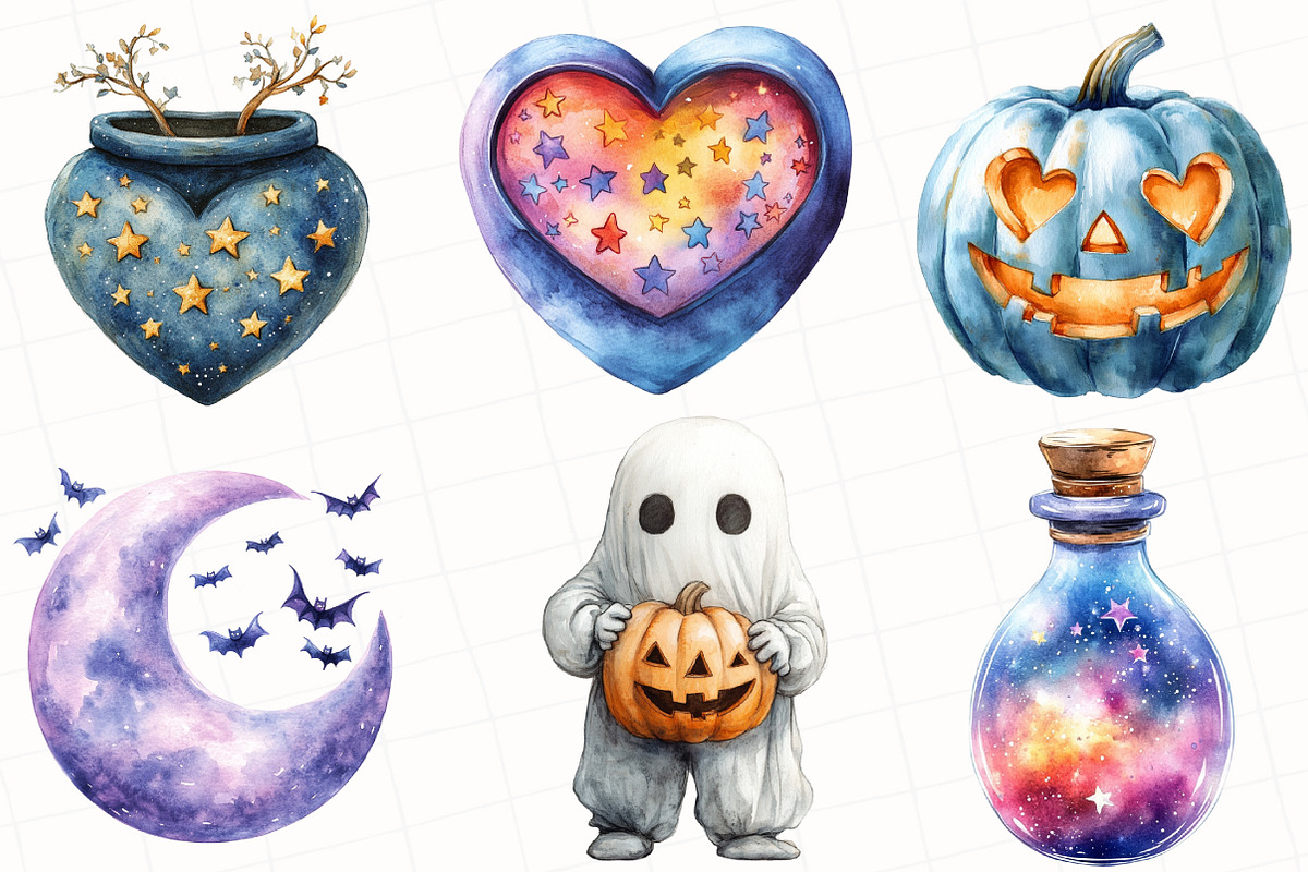 Cute Pastel Halloween Clipart, an Illustration by OK Design (Photo 2 of 5)