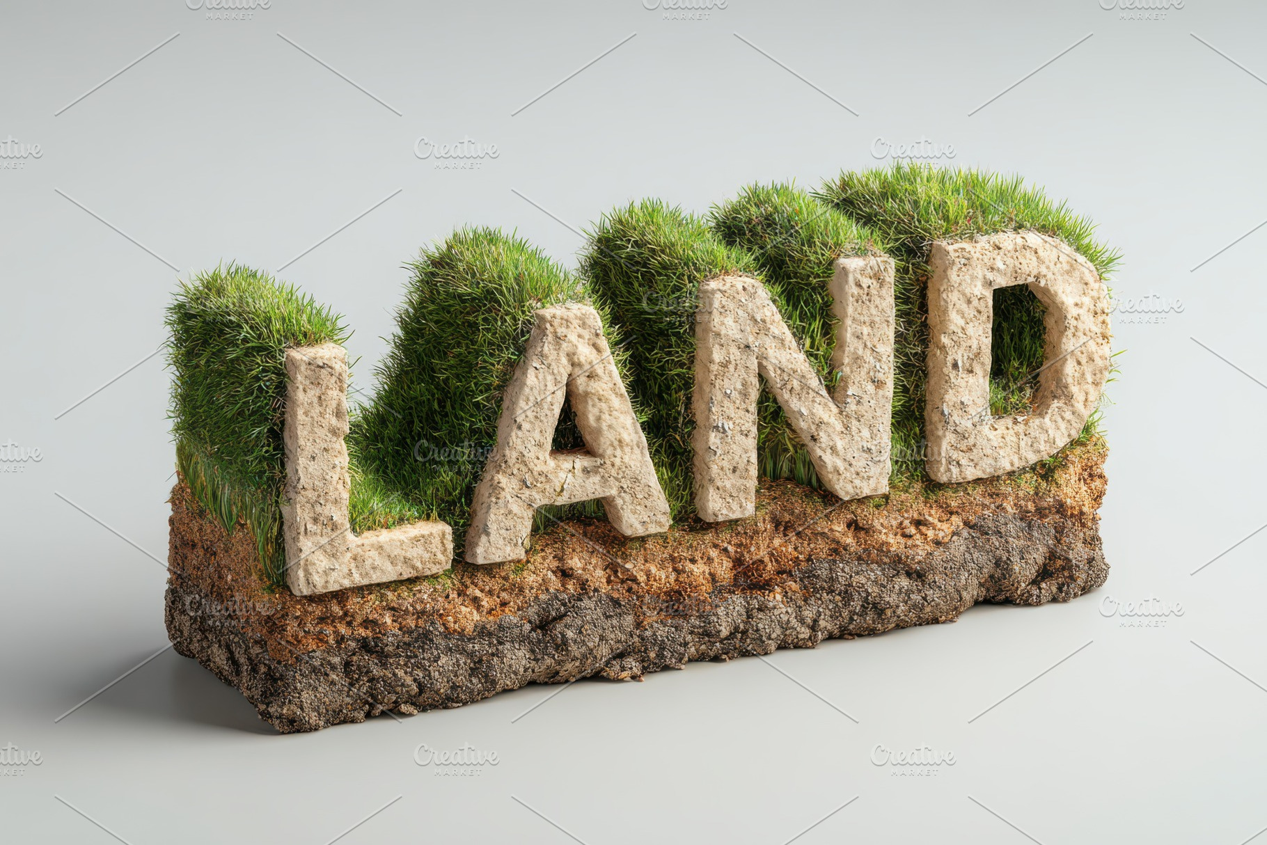 Grassy Land Textured Earth Block Let, a Photo by Pixeness Studio