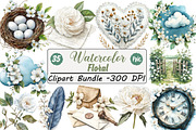 Watercolor Floral Clipart, an Illustration by DreamCafeArt (Thumbnail 1 of 8)