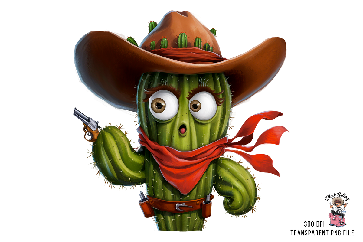 Cactus with Cowboy Hat PNG Bundle, a Graphic by Clipart Bloom (Photo 9 of 15)