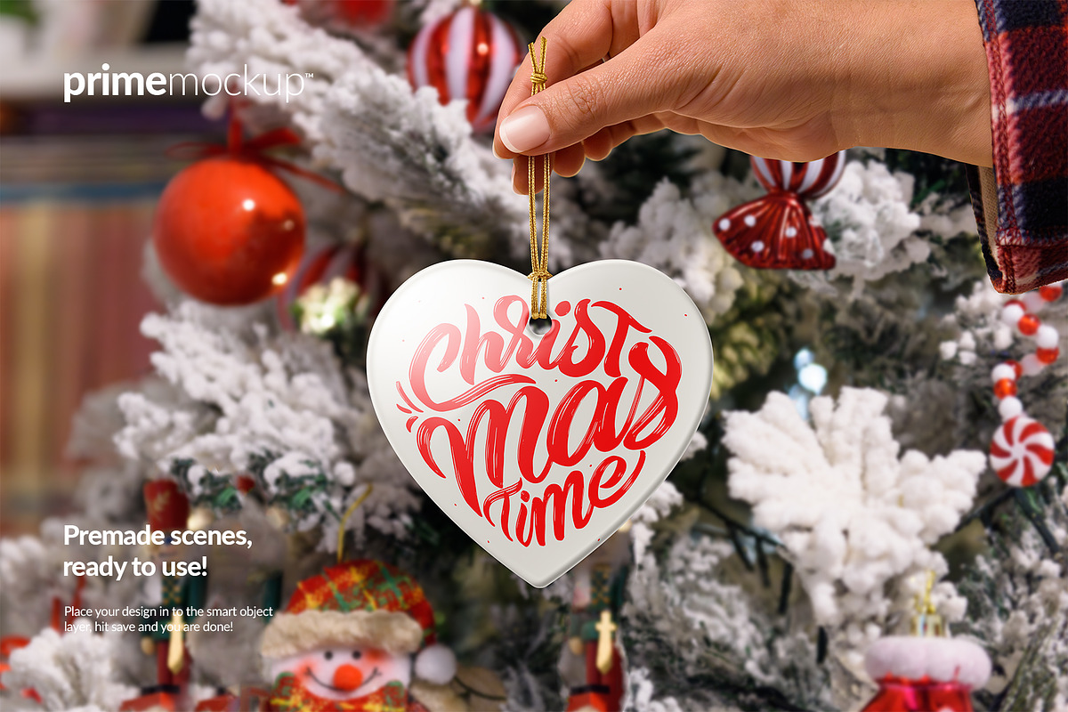 Christmas Ceramic Ornament Mockup, a Product Mockup by PrimeMockup (Photo 7 of 11)