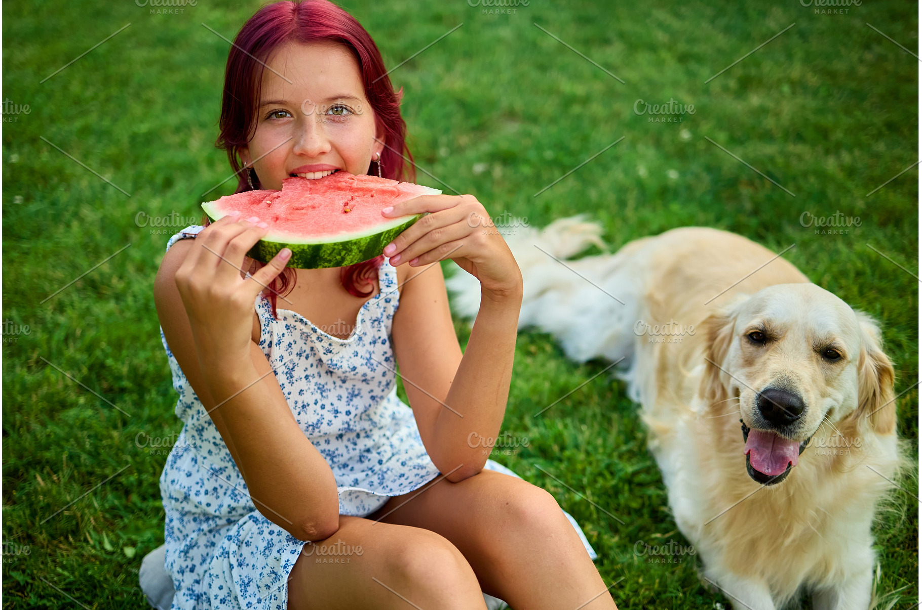 Teen girl enjoying watermelon while, a Nature Photo by IlliaBondarPhotography