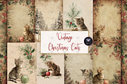 Christmas Vintage Cat Clipart, an Illustration by BigCakeBee (Thumbnail 1 of 3)