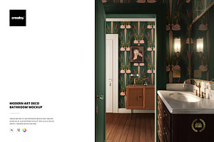 Modern Art Deco Bathroom Mockup, a Household Mockup by creatsy5