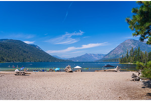 Beach area of Lake Wenatchee State, a Sports & Recreation Photo by Backyard Stock
